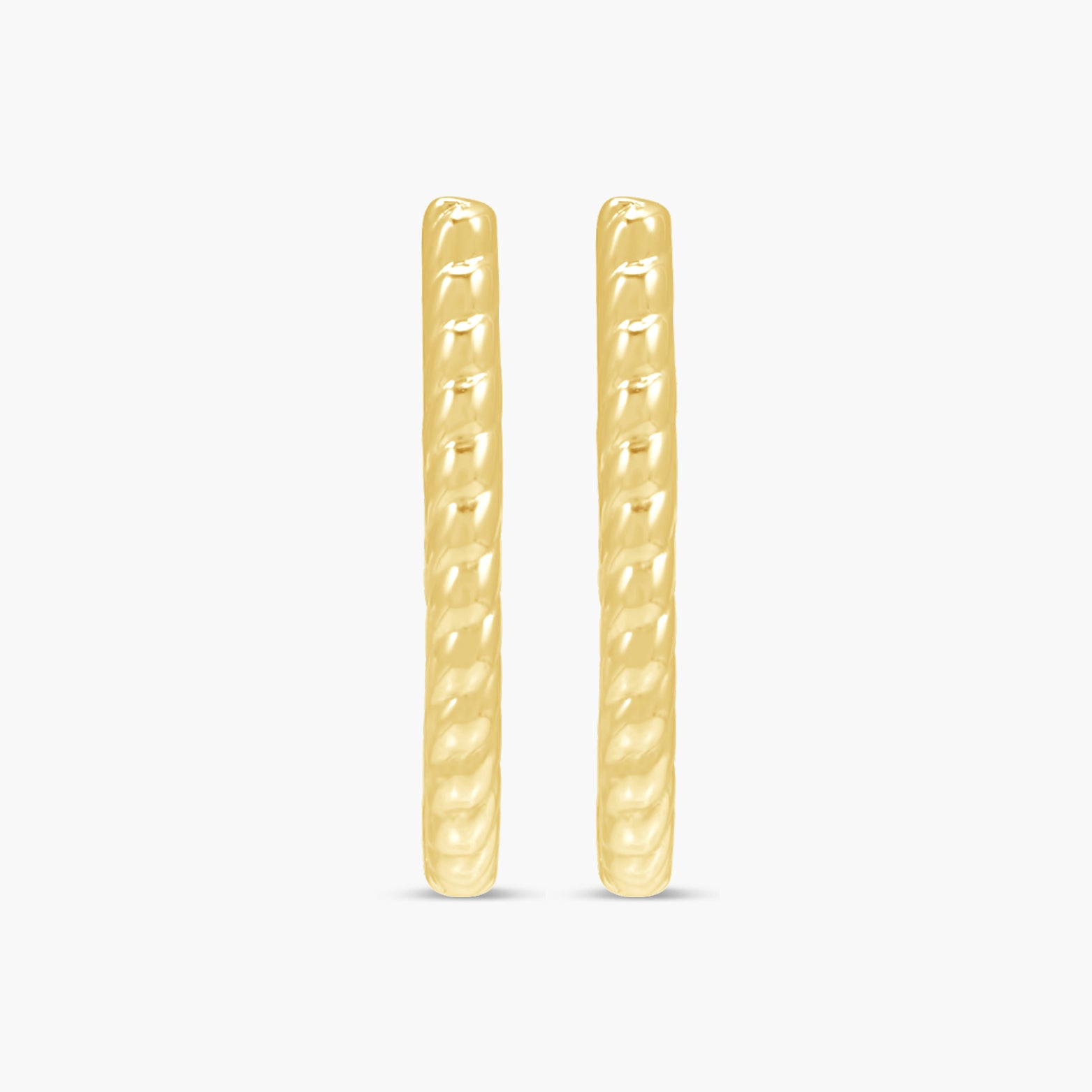 14K Gold Oval Rope Hoop Earrings