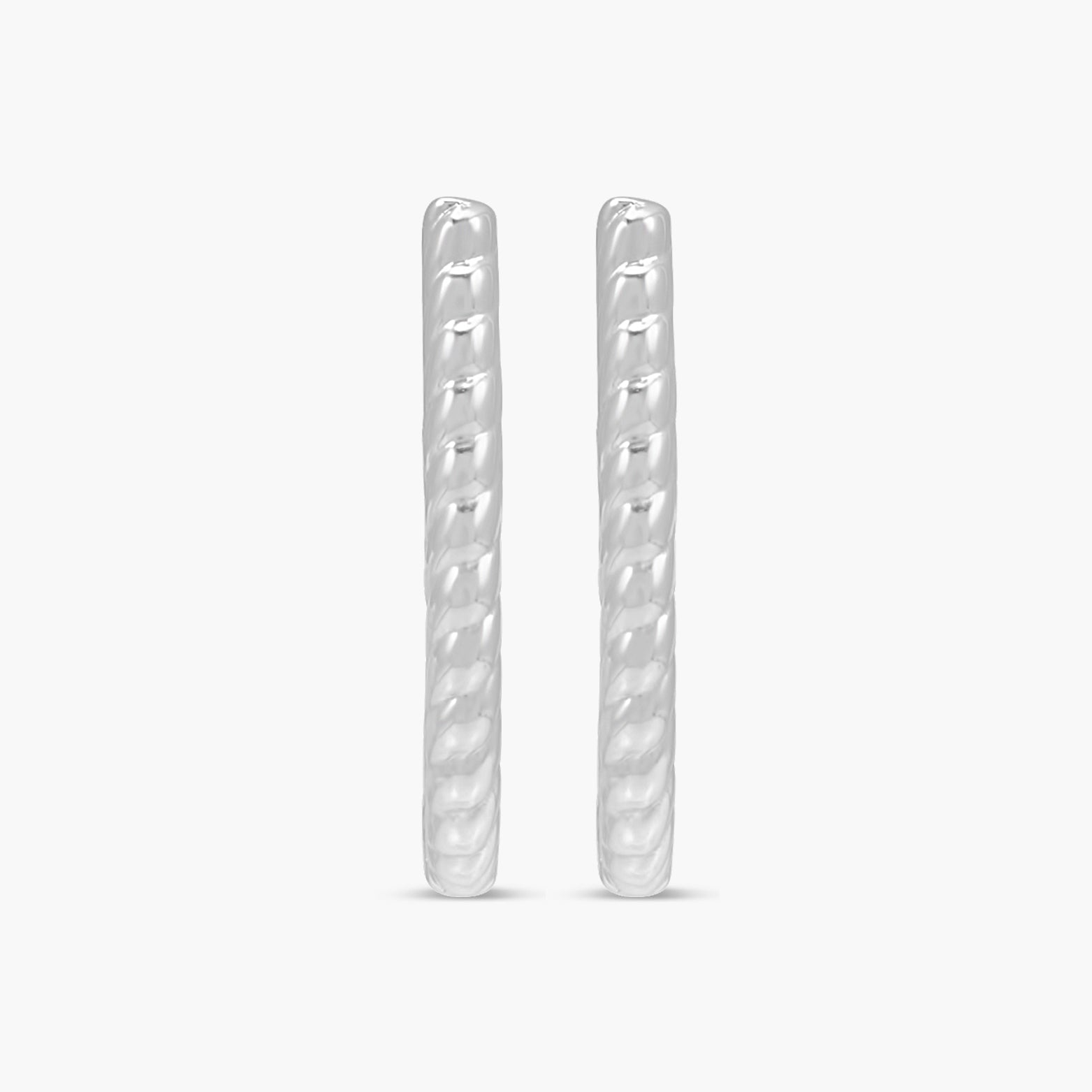 14K Gold Oval Rope Hoop Earrings