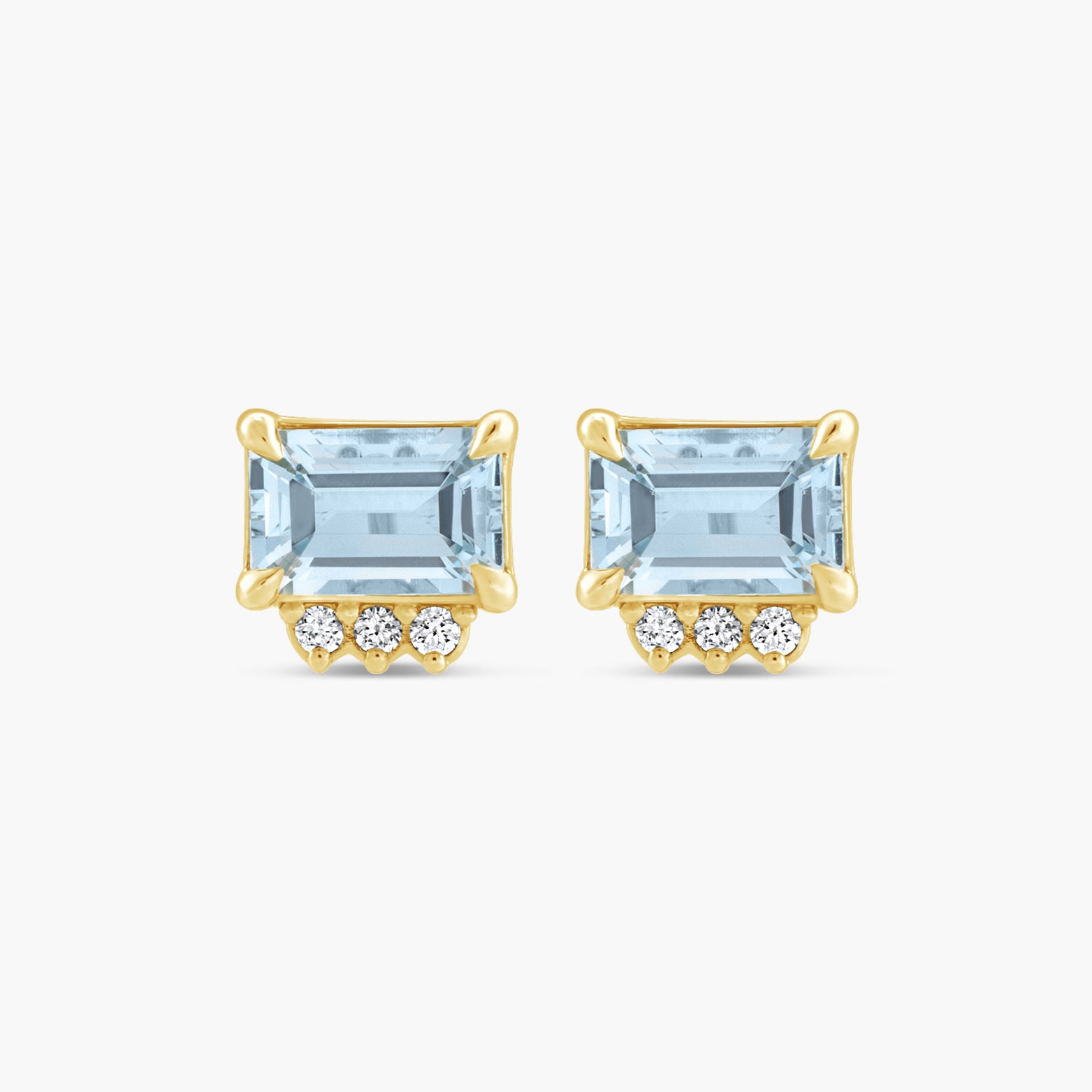 Lab-Grown Blue Sapphire & Natural Sky Blue Topaz with Natural Diamond Accent Stud Earrings