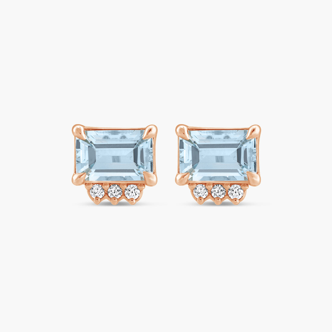 Lab-Grown Blue Sapphire & Natural Sky Blue Topaz with Natural Diamond Accent Stud Earrings