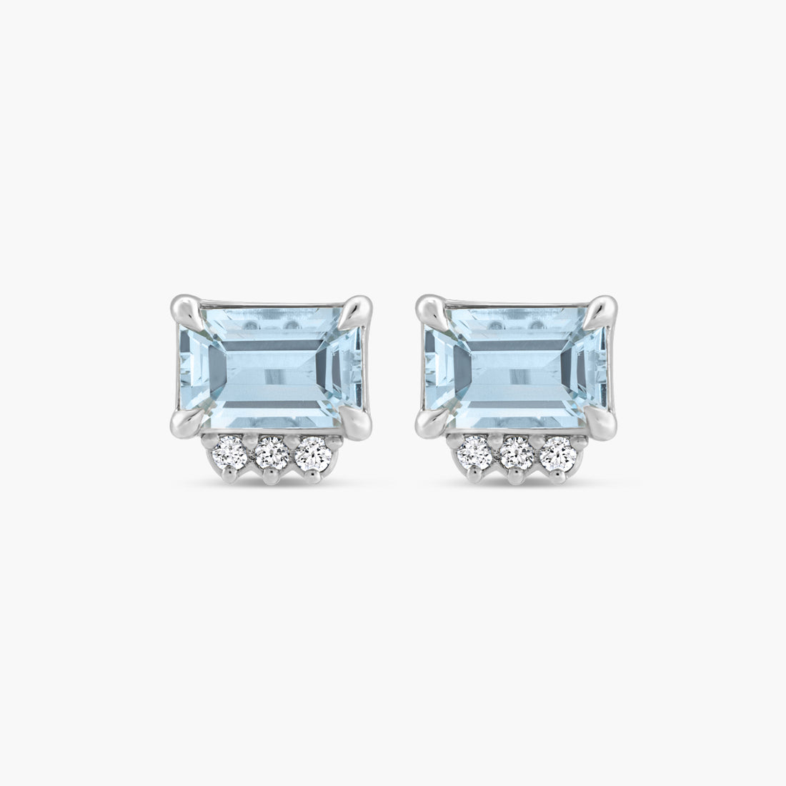 Lab-Grown Blue Sapphire & Natural Sky Blue Topaz with Natural Diamond Accent Stud Earrings