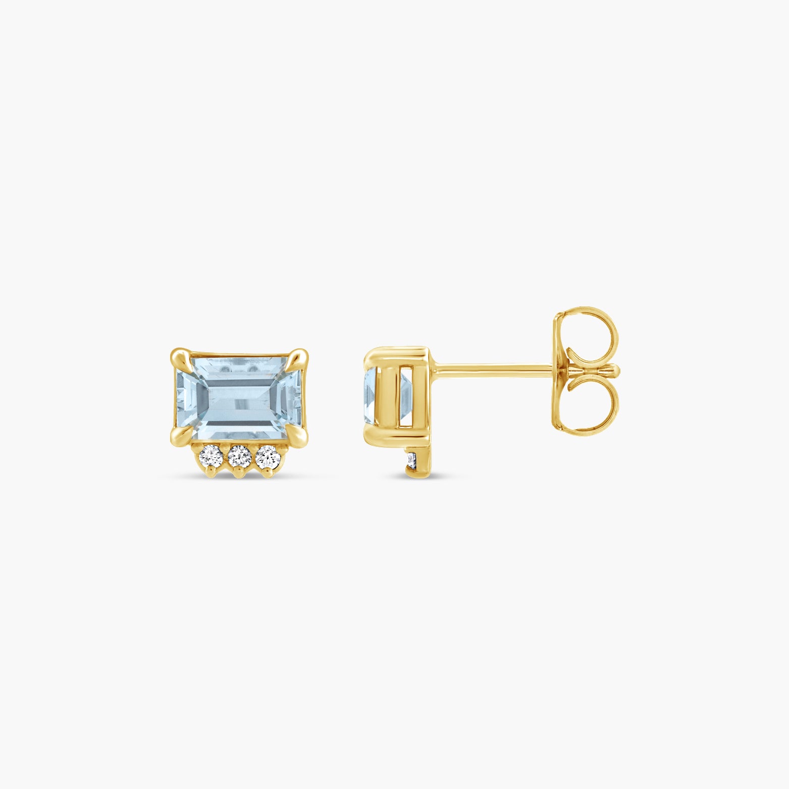 Lab-Grown Blue Sapphire & Natural Sky Blue Topaz with Natural Diamond Accent Stud Earrings