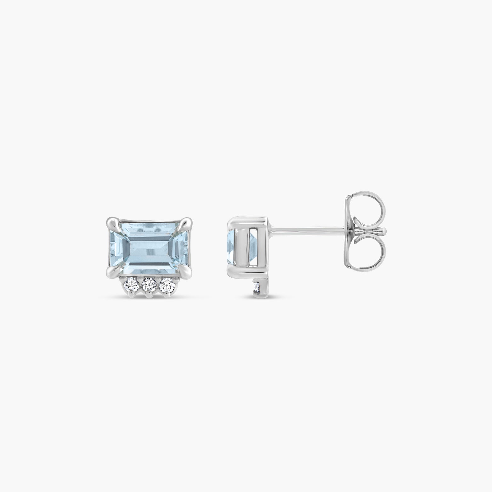 Lab-Grown Blue Sapphire & Natural Sky Blue Topaz with Natural Diamond Accent Stud Earrings
