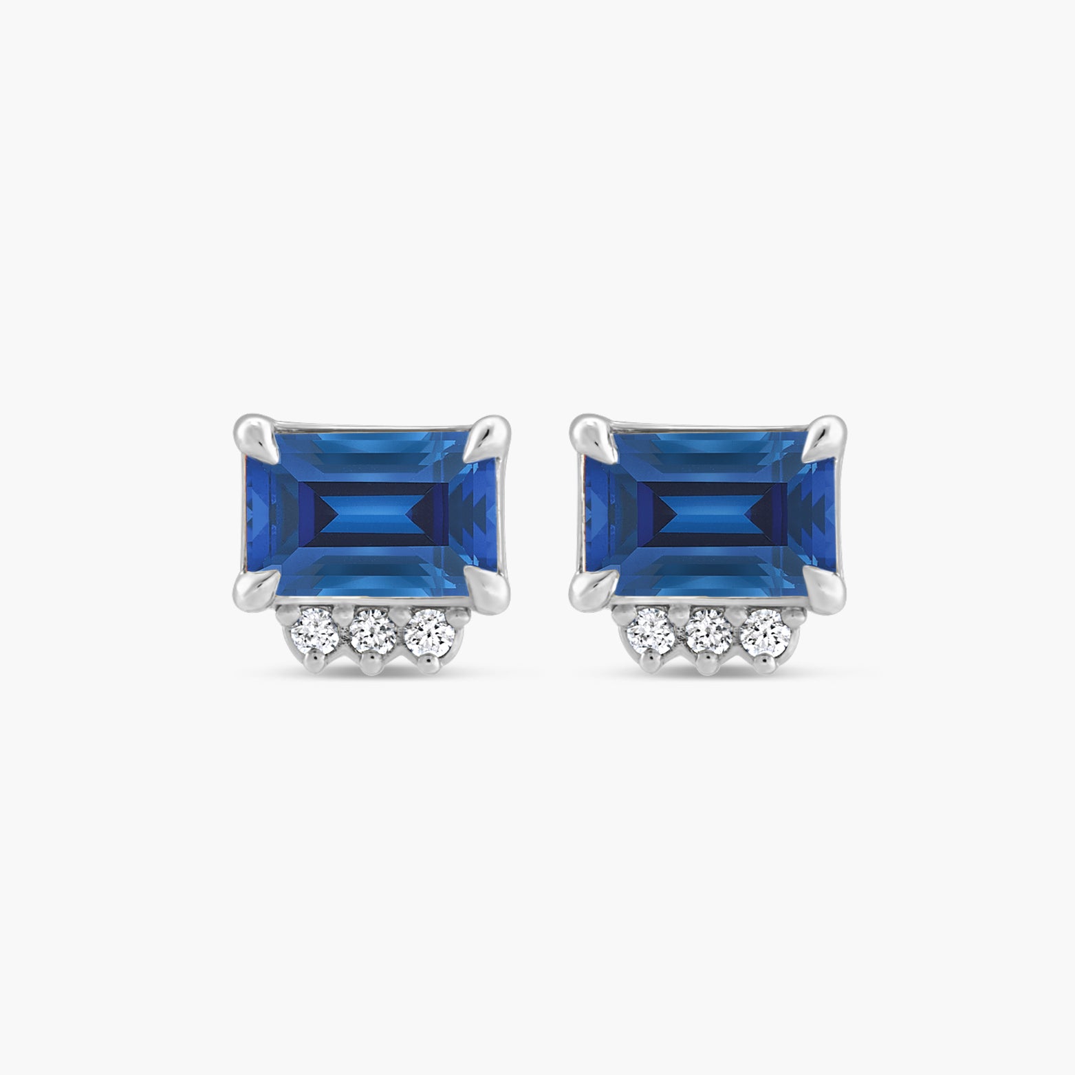 Lab-Grown Blue Sapphire & Natural Sky Blue Topaz with Natural Diamond Accent Stud Earrings