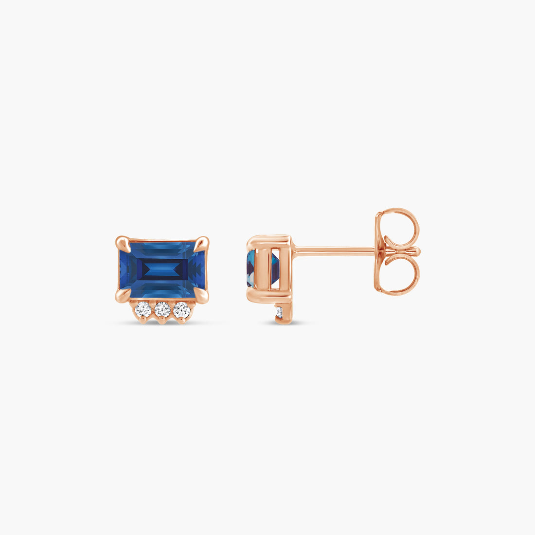 Lab-Grown Blue Sapphire & Natural Sky Blue Topaz with Natural Diamond Accent Stud Earrings