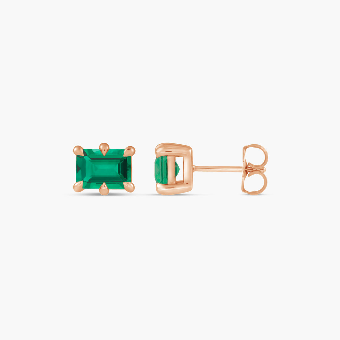Lab-Grown Emerald Stud Earrings