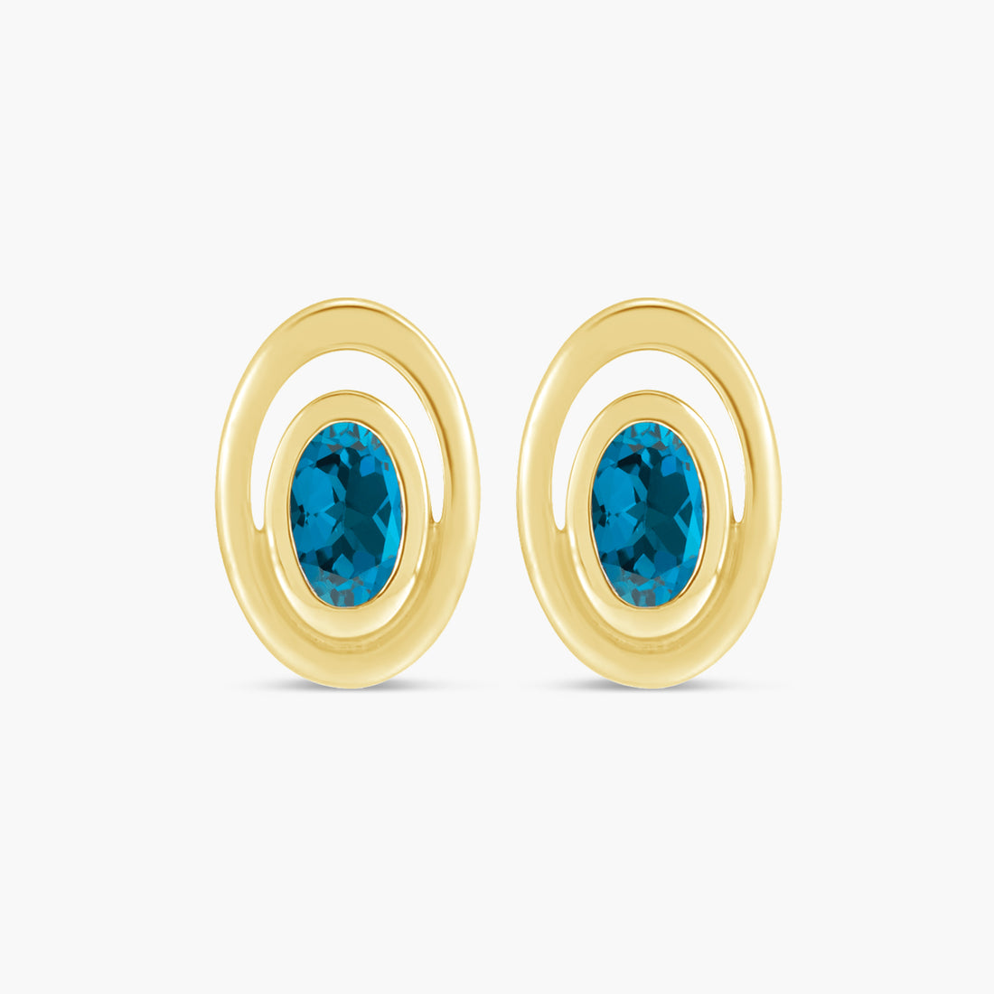Natural Amethyst & Natural London Blue Topaz Geometric Earrings