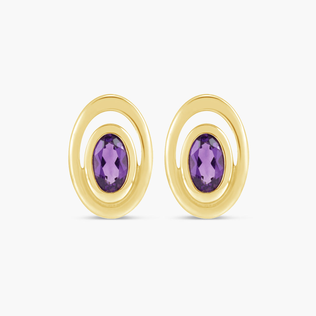 Natural Amethyst & Natural London Blue Topaz Geometric Earrings