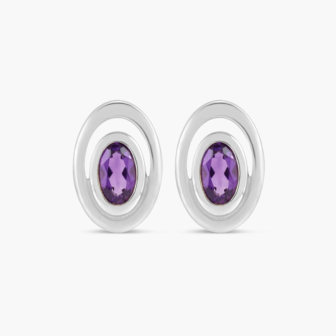 Natural Amethyst & Natural London Blue Topaz Geometric Earrings