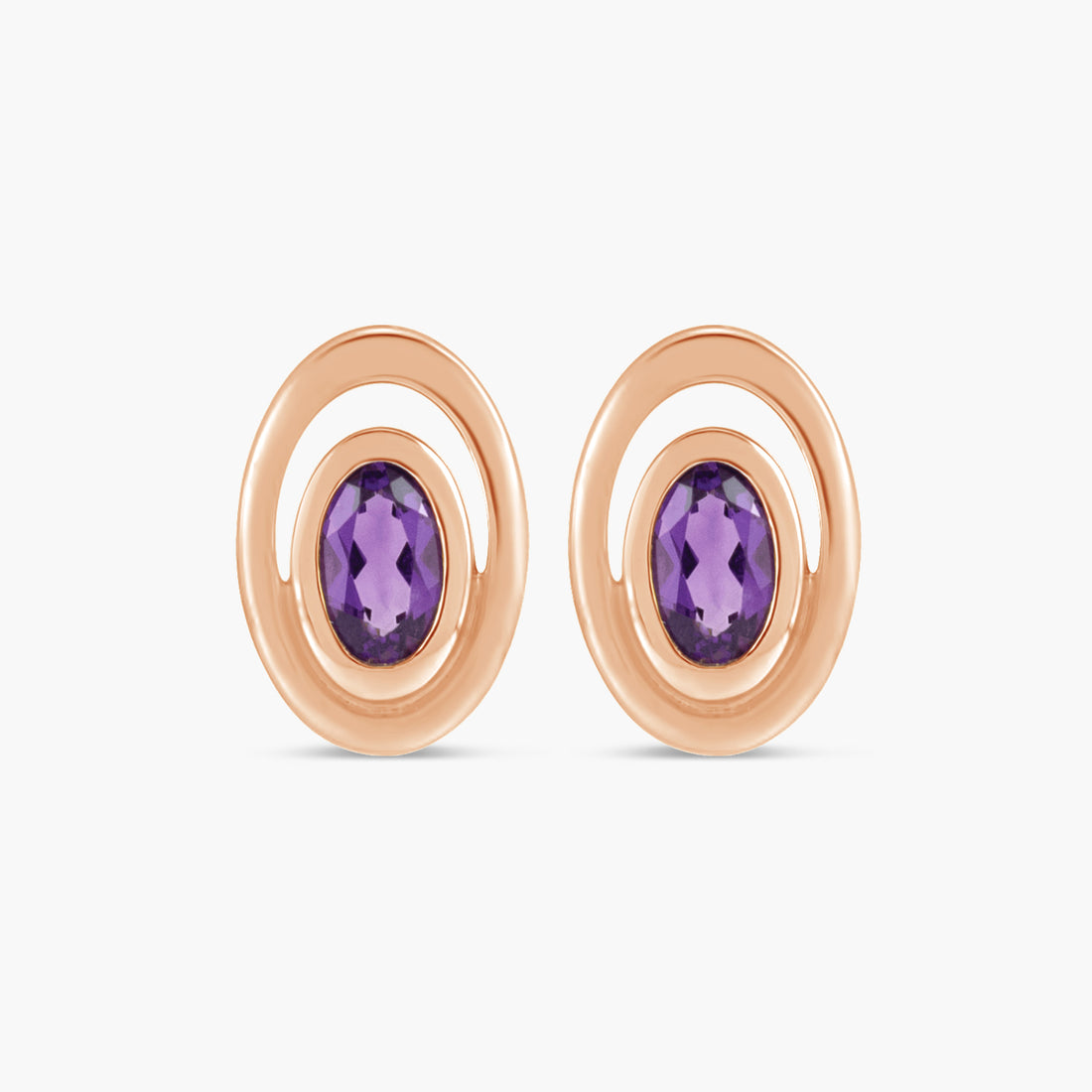 Natural Amethyst & Natural London Blue Topaz Geometric Earrings