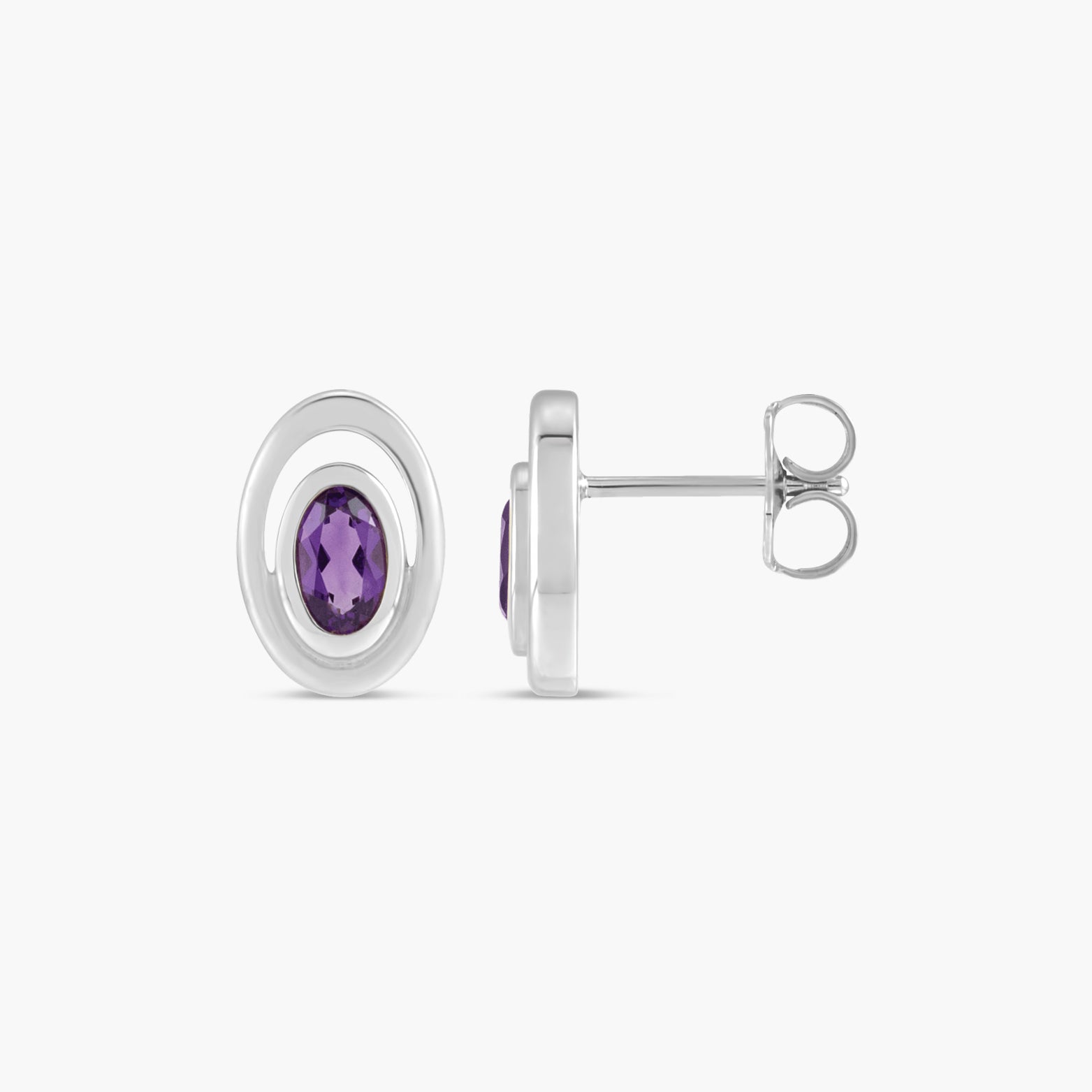 Natural Amethyst & Natural London Blue Topaz Geometric Earrings