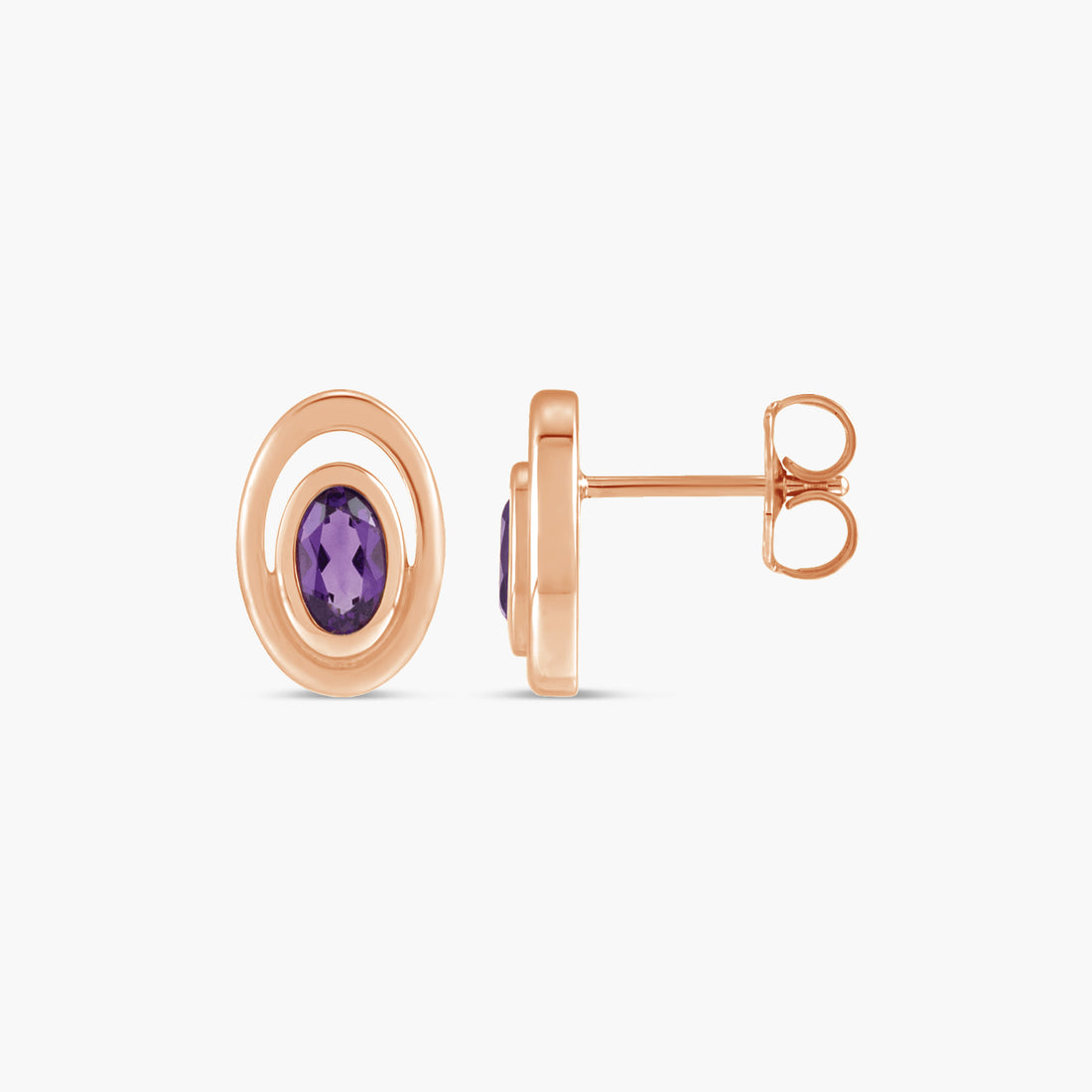 Natural Amethyst & Natural London Blue Topaz Geometric Earrings