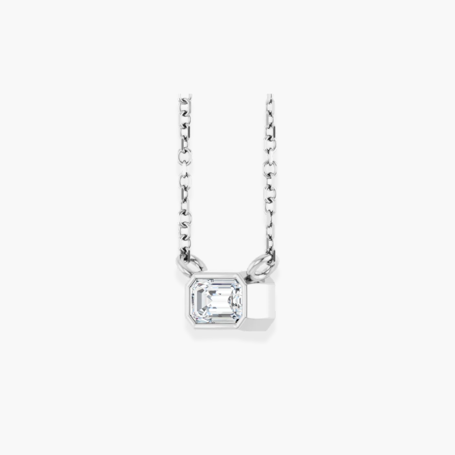Lab-Grown Diamond Emerald Bezel Solitaire Necklace in 14K Gold