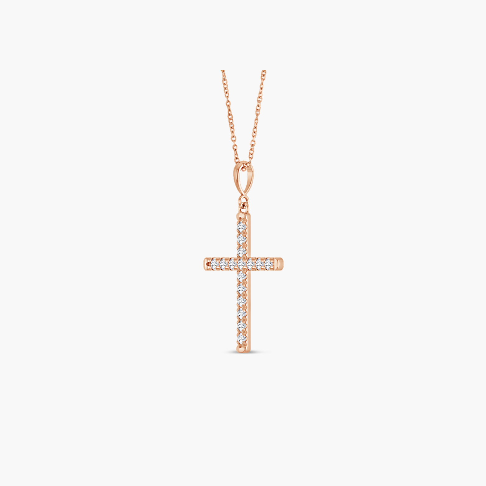 French-Set Cross Necklace 14K Gold