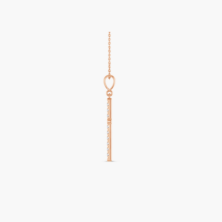 French-Set Cross Necklace 14K Gold