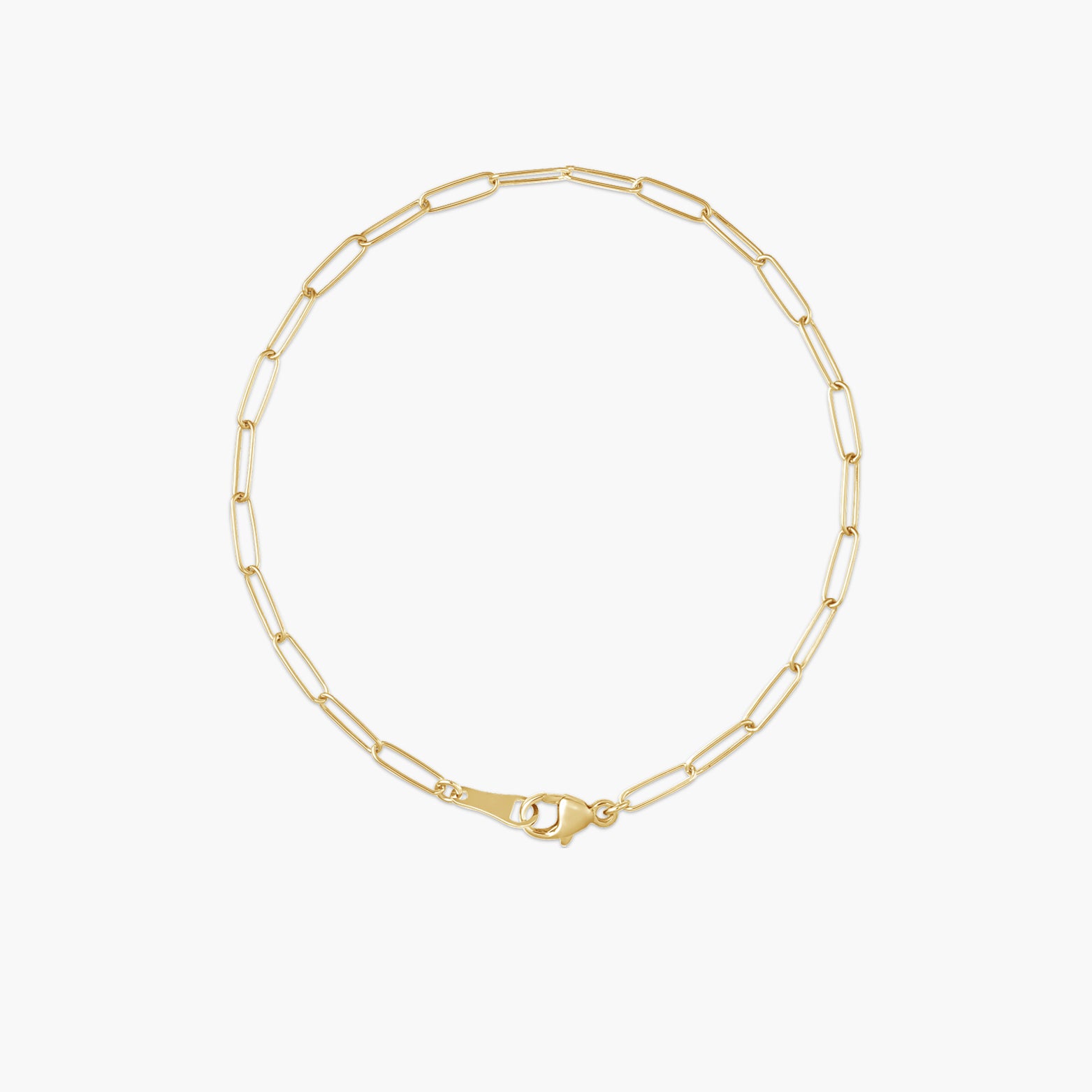 18K Yellow 2.4 mm Paperclip-Style 7" Chain