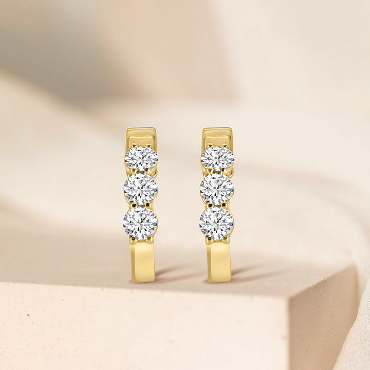 14K Yellow 1.00 CTW Diamond Round Earring Huggies