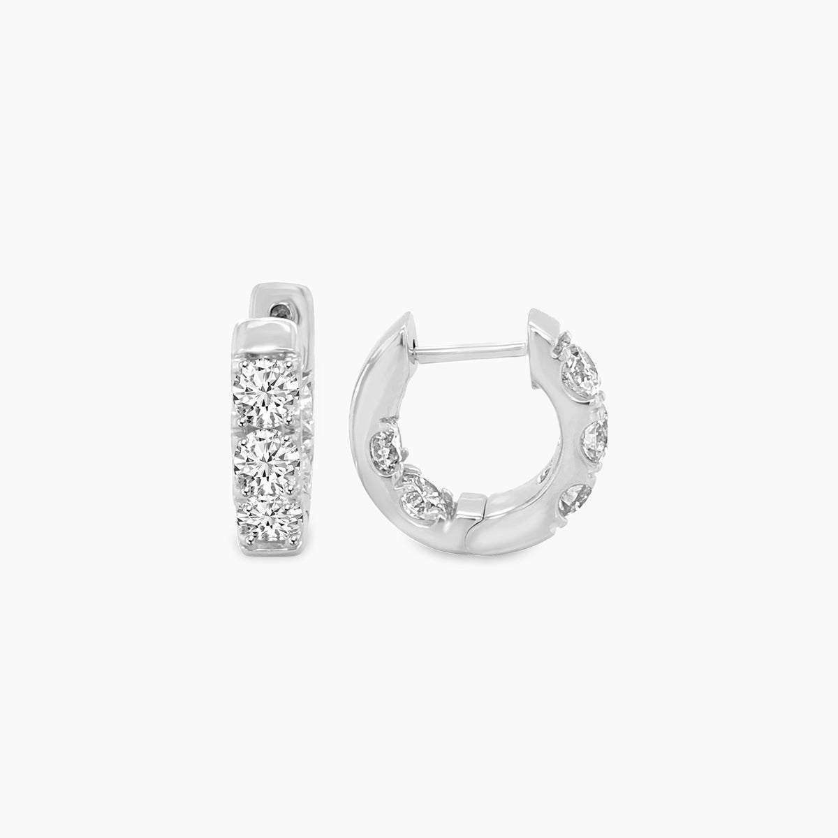 2.00 CTW Inside Out Diamond Round Huggies Earrings