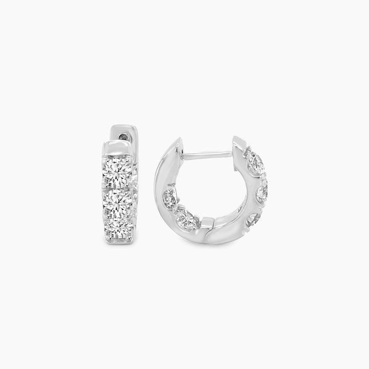 2.00 CTW Inside Out Diamond Round Huggies Earrings