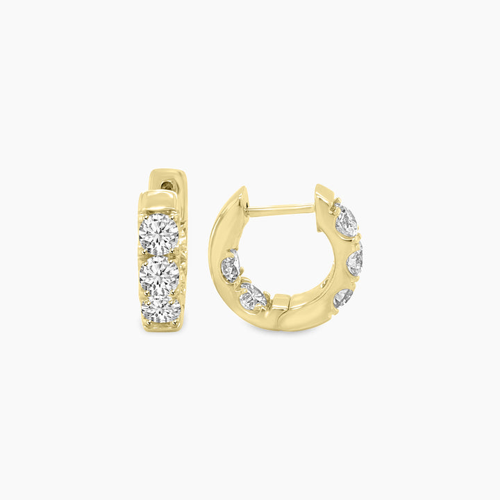 2.00 CTW Inside Out Diamond Round Huggies Earrings