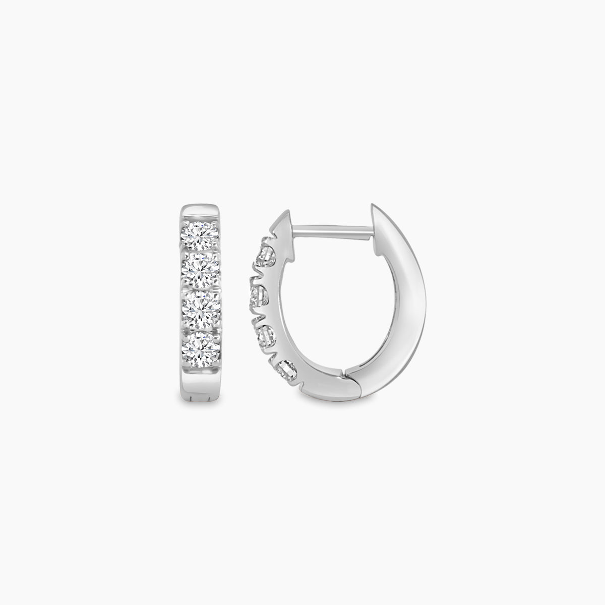 14K White 0.75 CTW Diamond Oval Earring Huggies