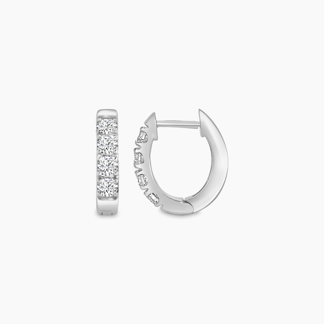 14K White 0.75 CTW Diamond Oval Earring Huggies