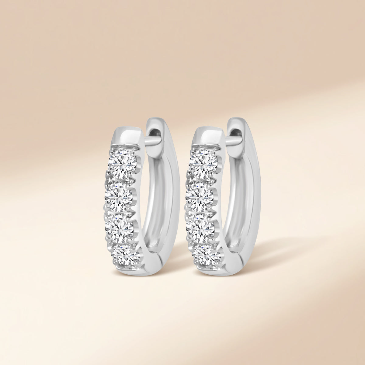 14K White 0.75 CTW Diamond Oval Earring Huggies