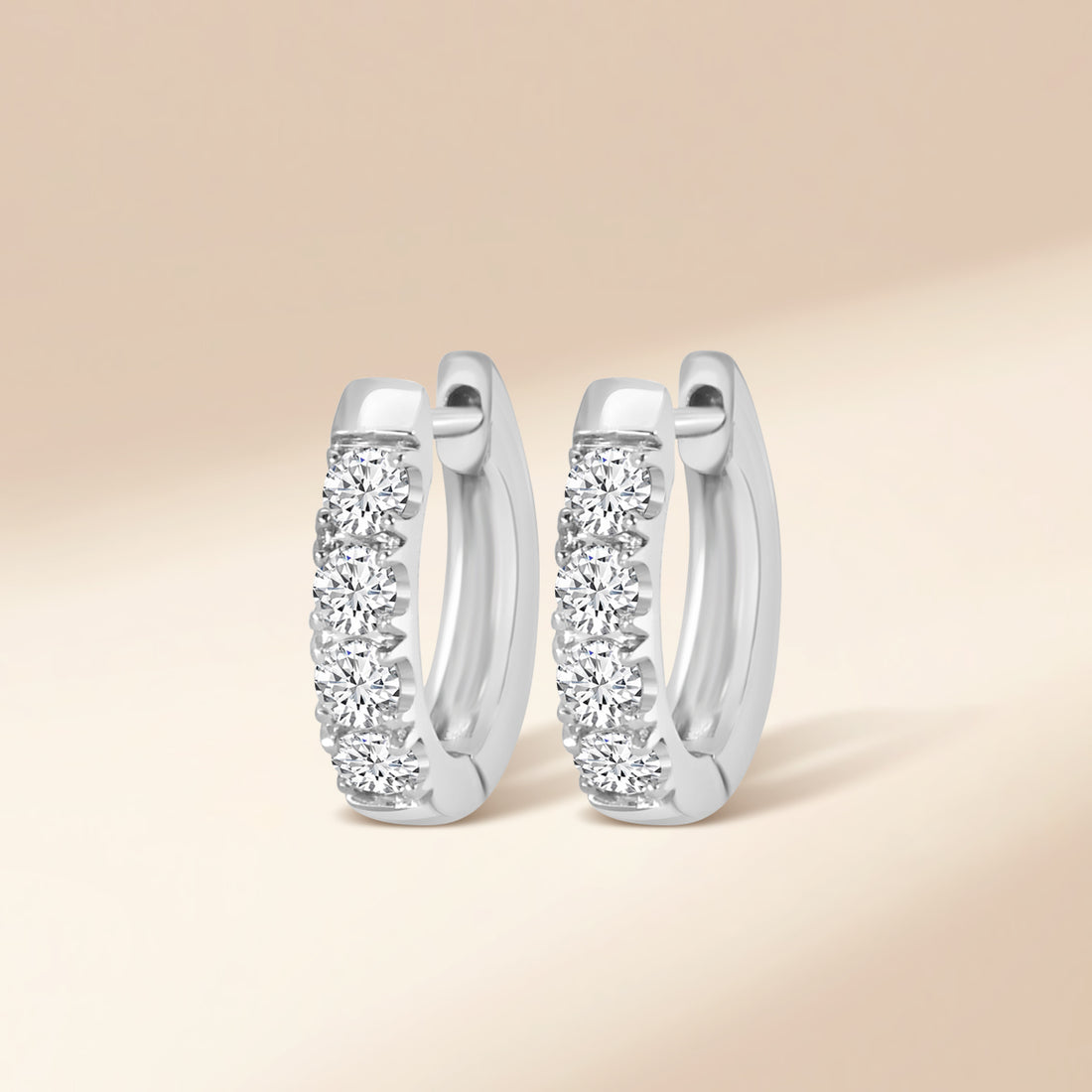 14K White 0.75 CTW Diamond Oval Earring Huggies