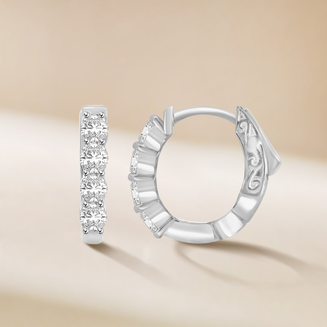 1.00 CTW Diamond Oval Shape Earring Huggies