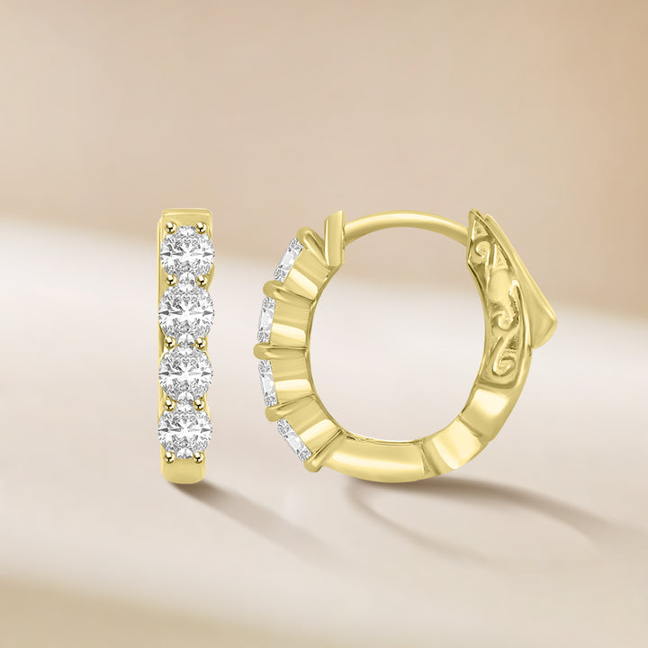 1.00 CTW Diamond Oval Shape Earring Huggies