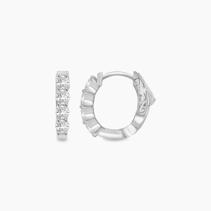 14K White 1.00 CTW Diamond Oval Earring Huggies