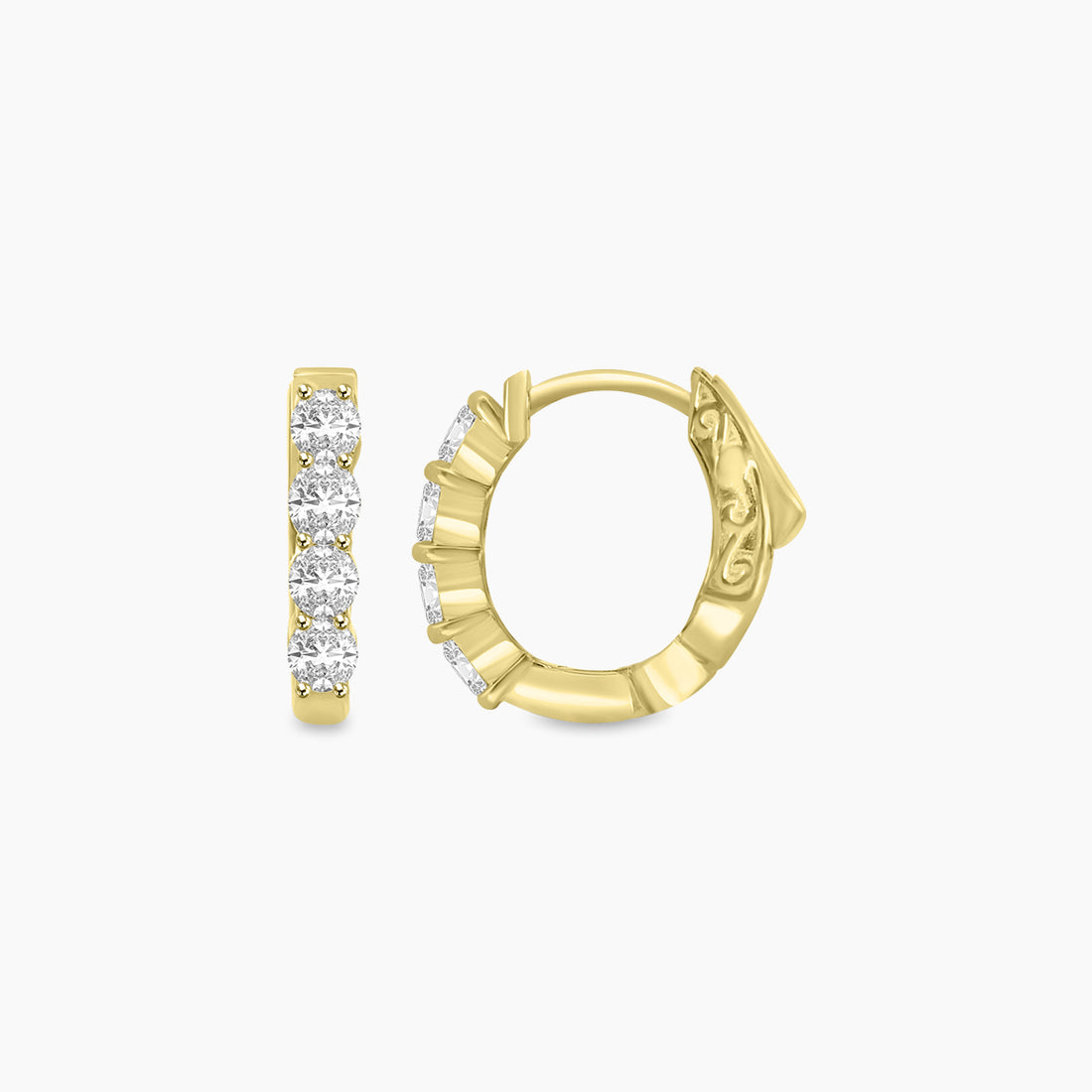 1.00 CTW Diamond Oval Shape Earring Huggies