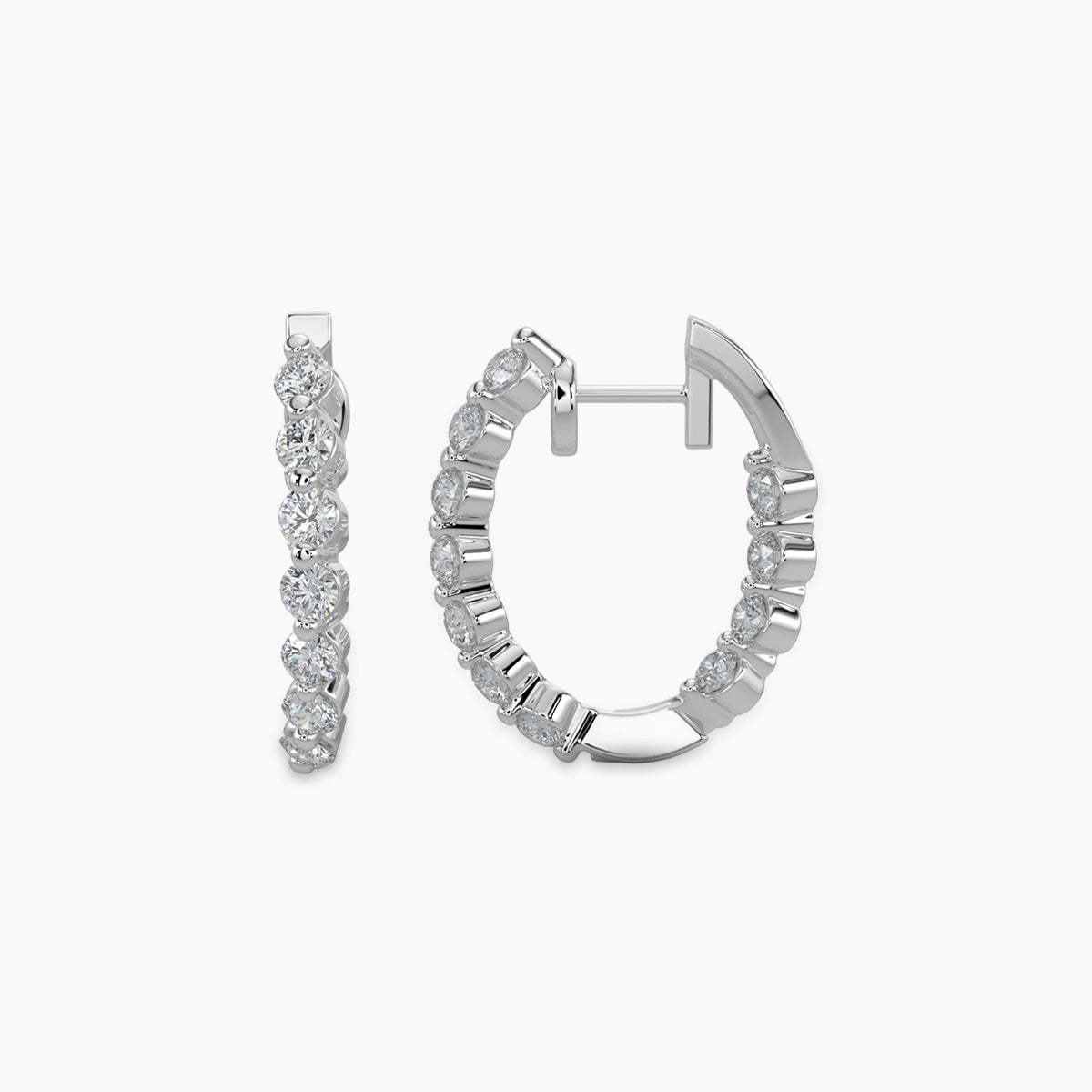 2 CTW Inside Out Diamond Oval Earring Hoops