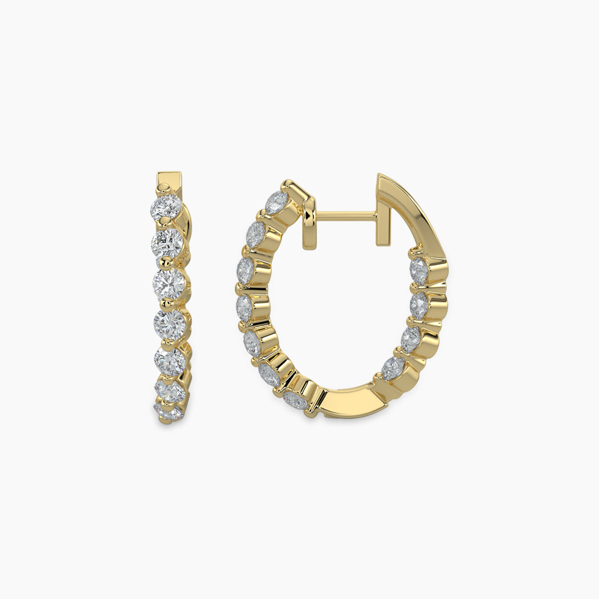 2 CTW Inside Out Diamond Oval Earring Hoops