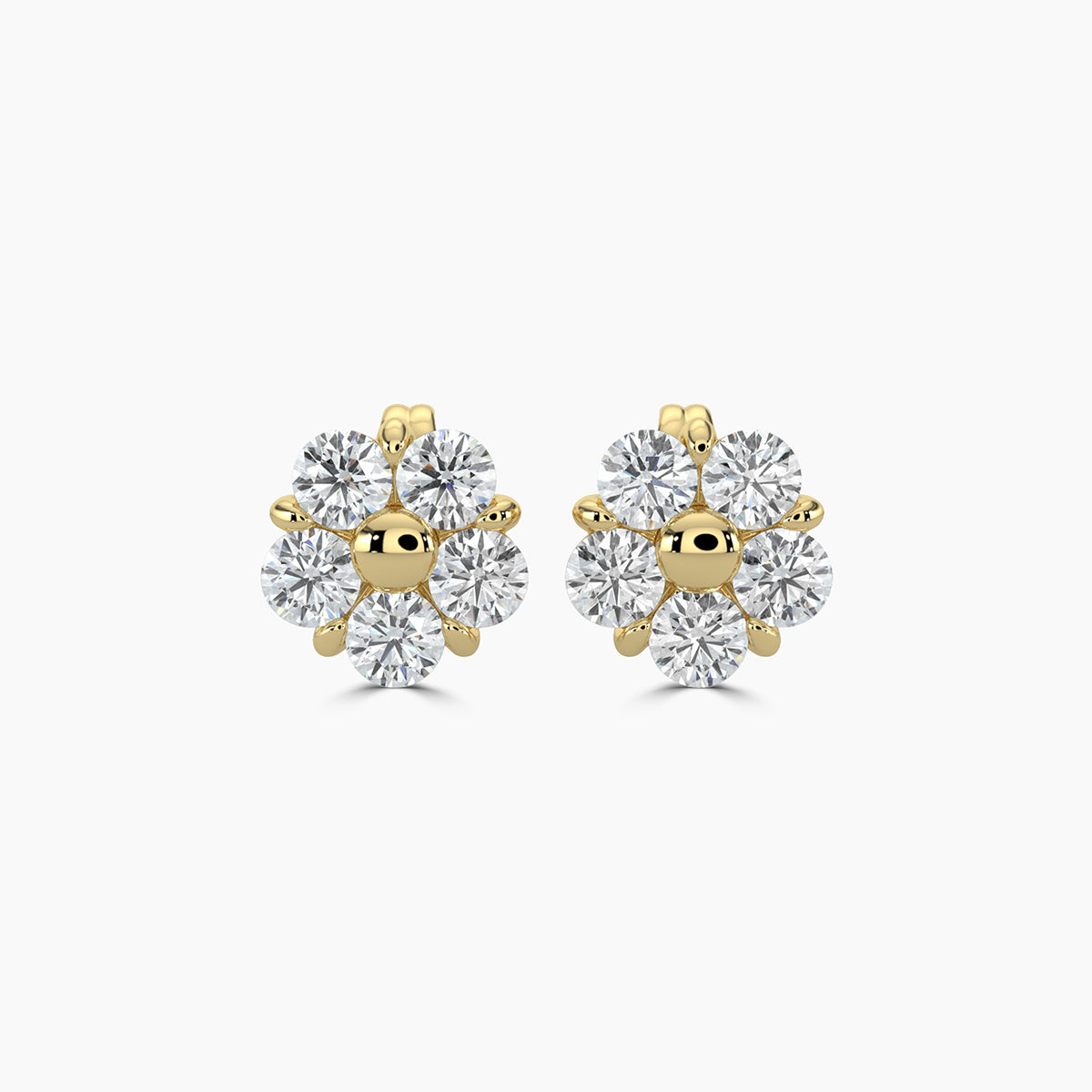 2.00 CTW Round Diamond 5 Stone Flower Earring With Medium Push Back