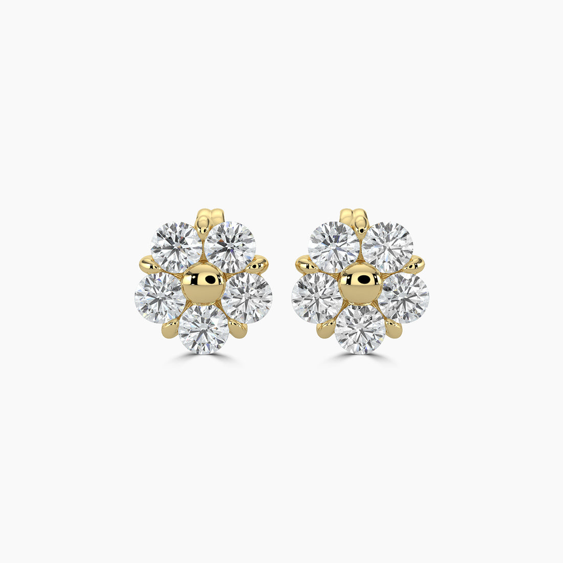2.00 CTW Round Diamond 5 Stone Flower Earring With Medium Push Back