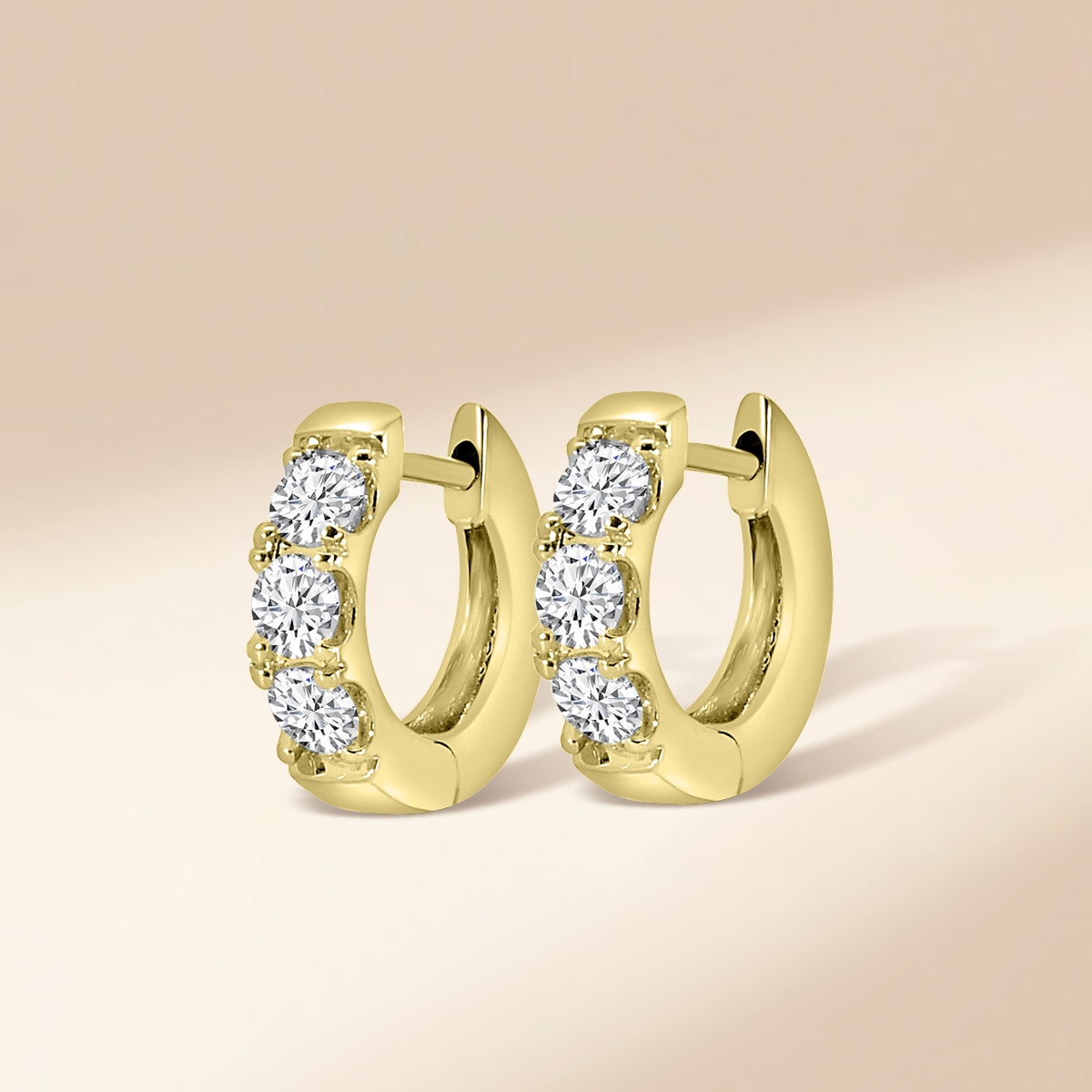 14K Yellow 1.00 CTW Diamond Round Earring Huggies