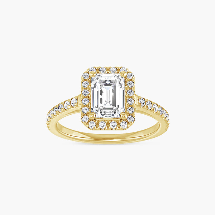 The Halo Brielle Emerald Yellow Gold
