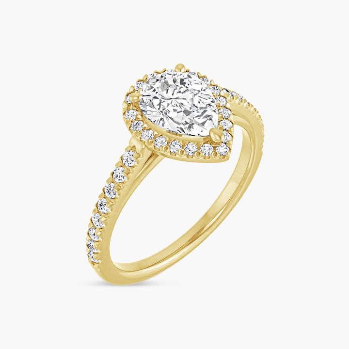The Halo Brielle Pear Yellow Gold