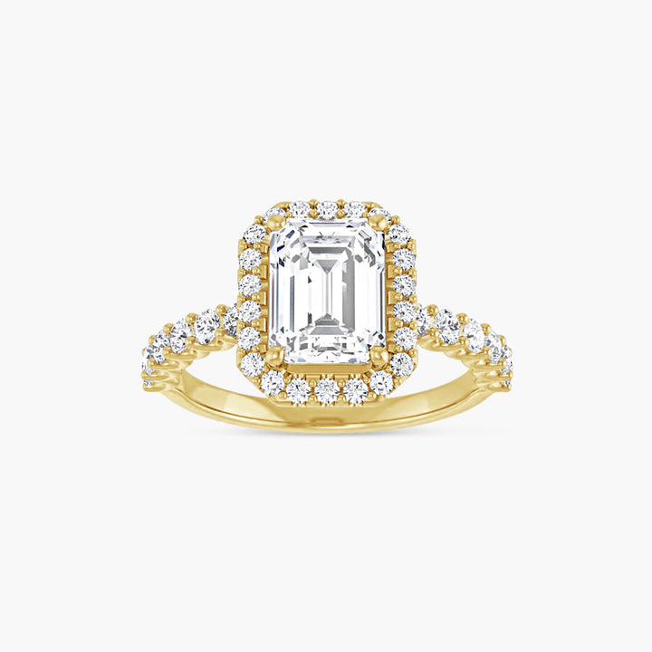 The Halo-Style Azariah Emerald Yellow Gold