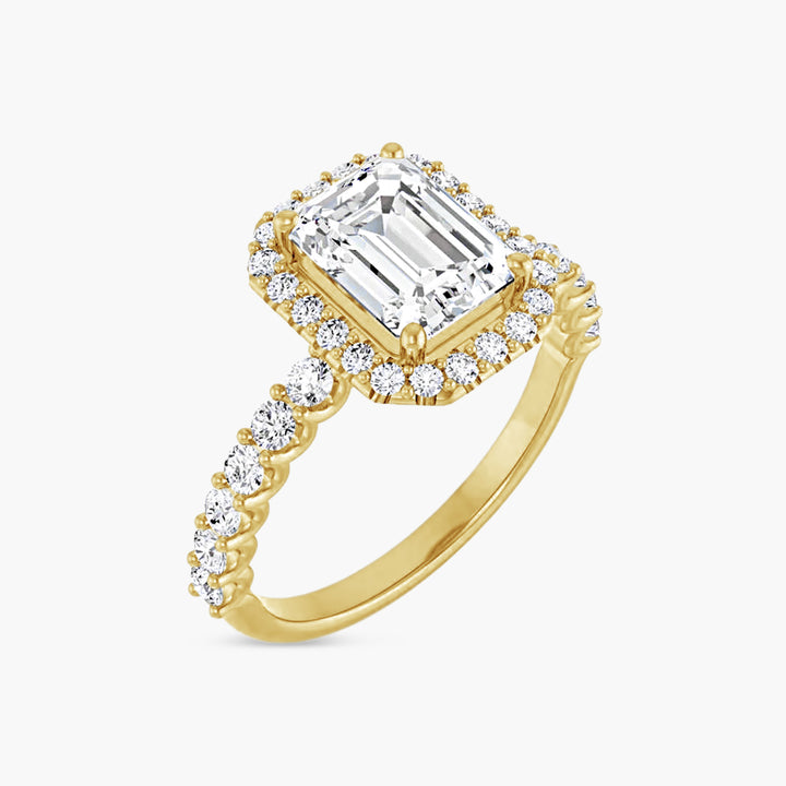 The Halo-Style Azariah Emerald Yellow Gold