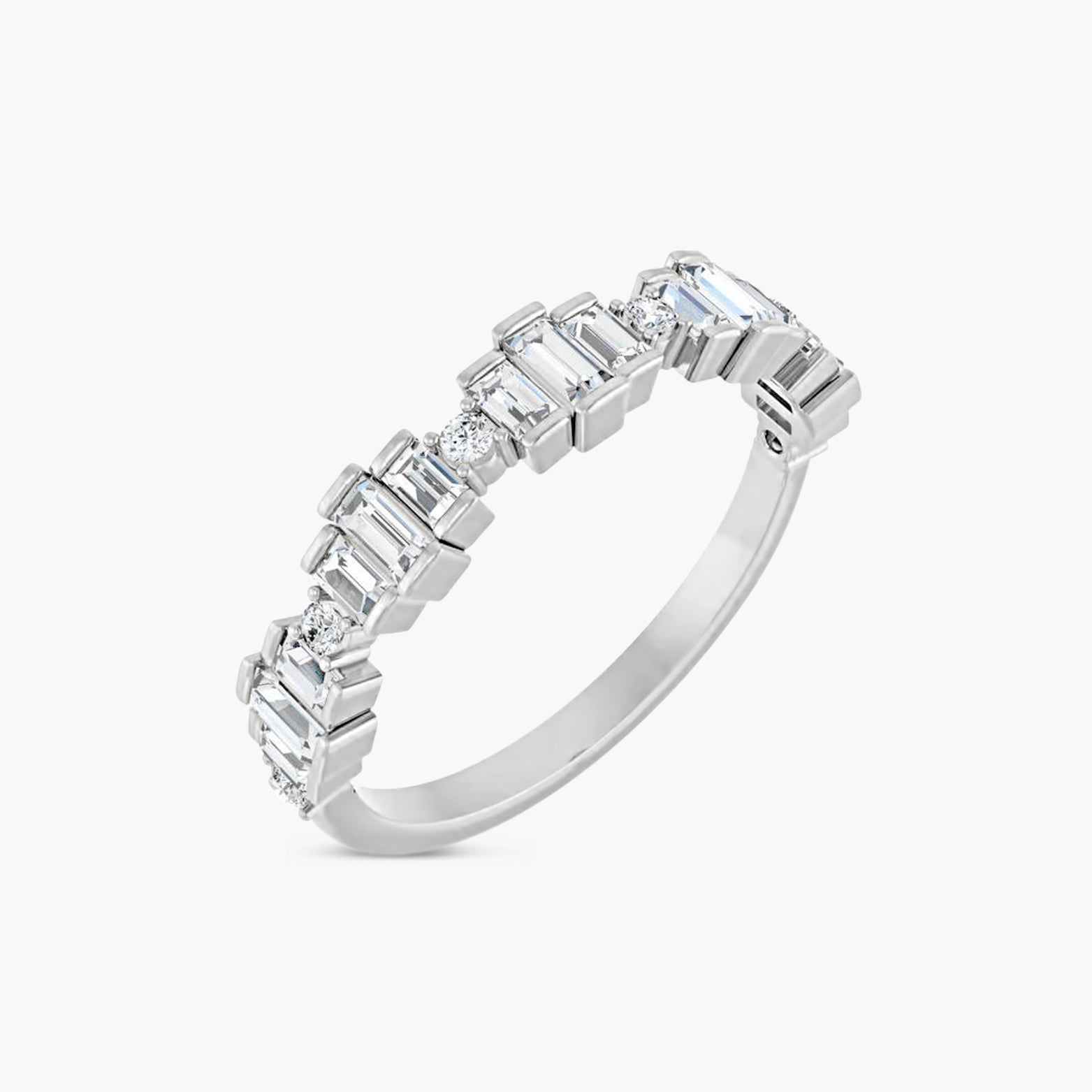 Baguette & Round Lab-Grown Diamond Anniversary Band