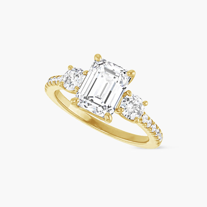 The Three Stone Shiloh Emerald Yellow Gold