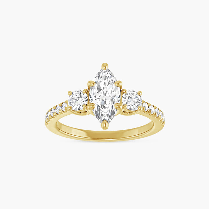 The Three Stone Shiloh Marquise  Yellow Gold