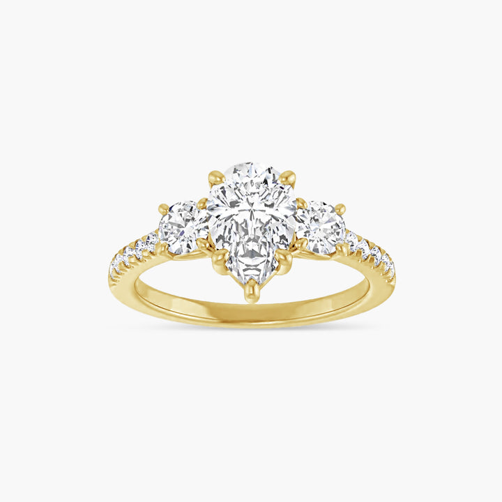 The Three Stone Shiloh Pear Yellow Gold
