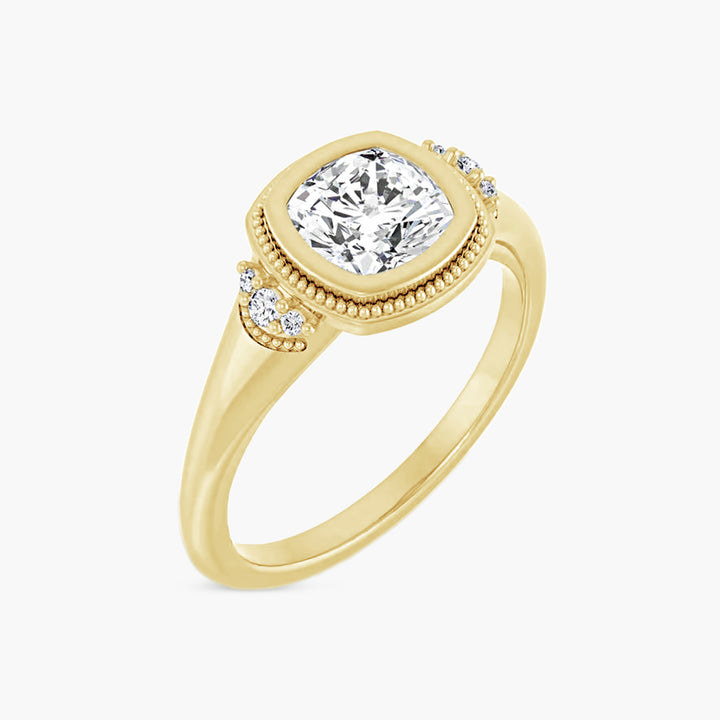The Bezel-Set Tessa Cushion Yellow Gold