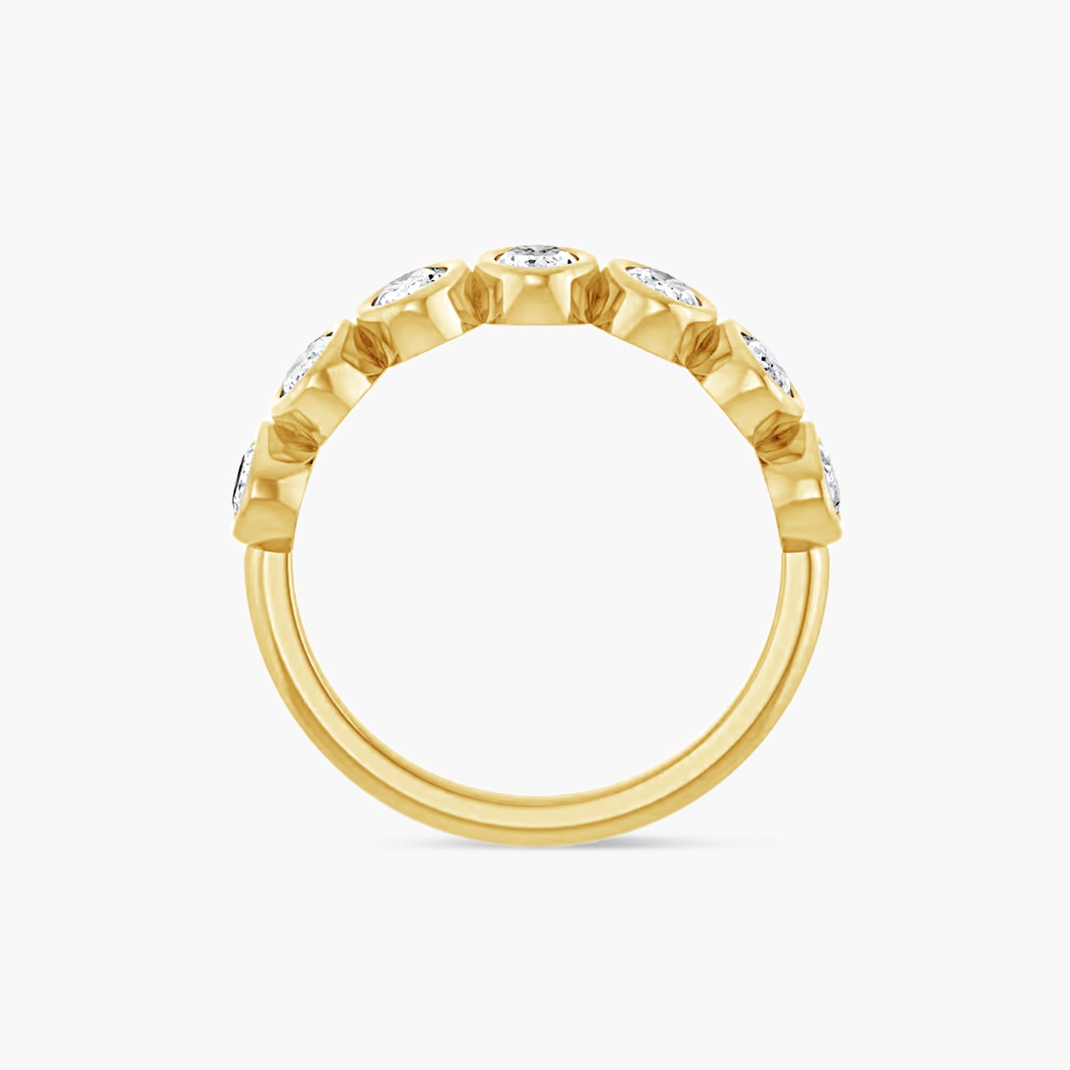 Oval & Emerald Bezel-Set Anniversary Band