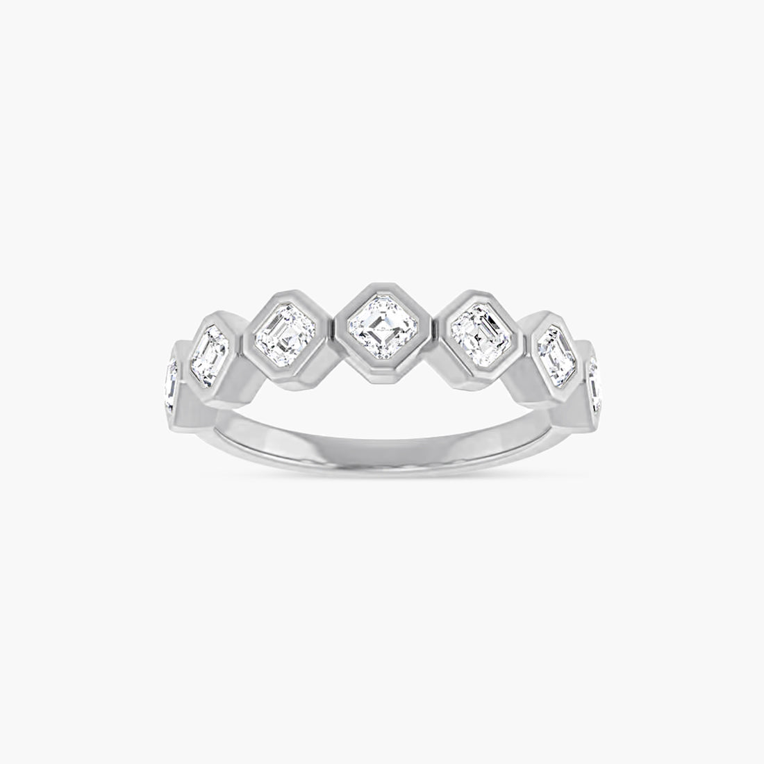 Asscher Bezel-Set Anniversary Band