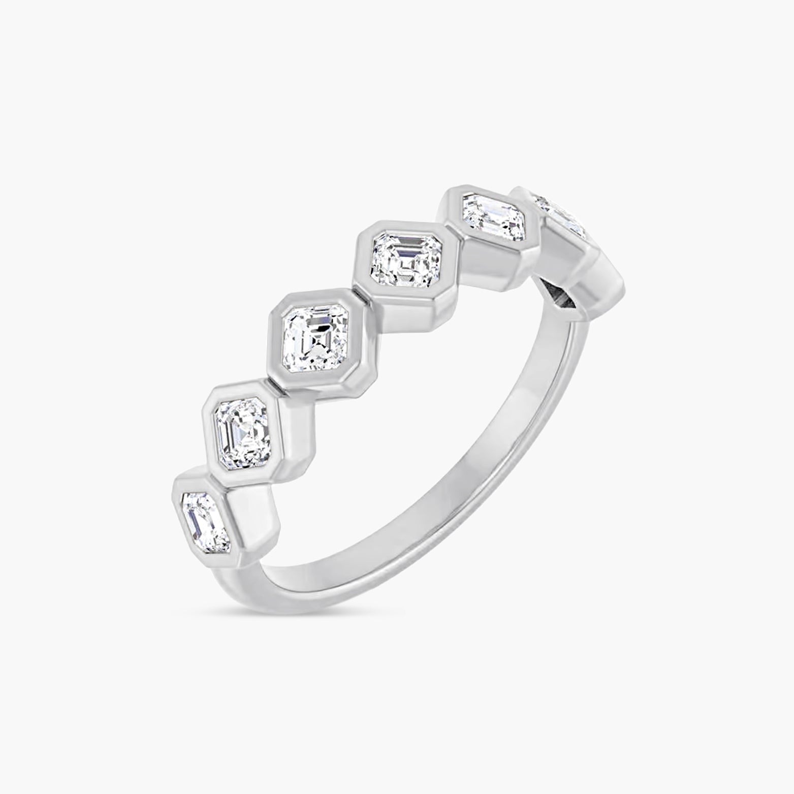 Asscher Bezel-Set Anniversary Band