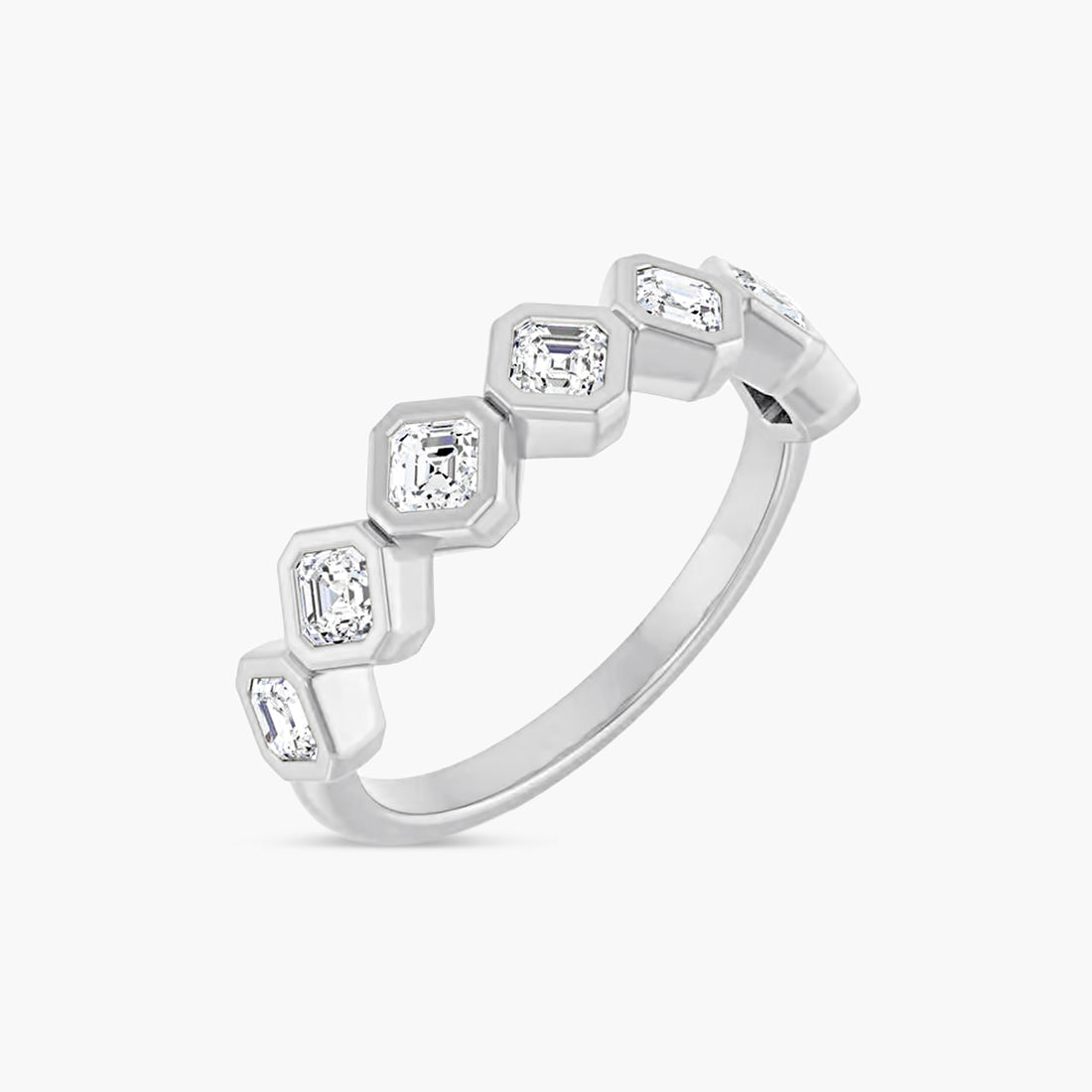Asscher Bezel-Set Anniversary Band